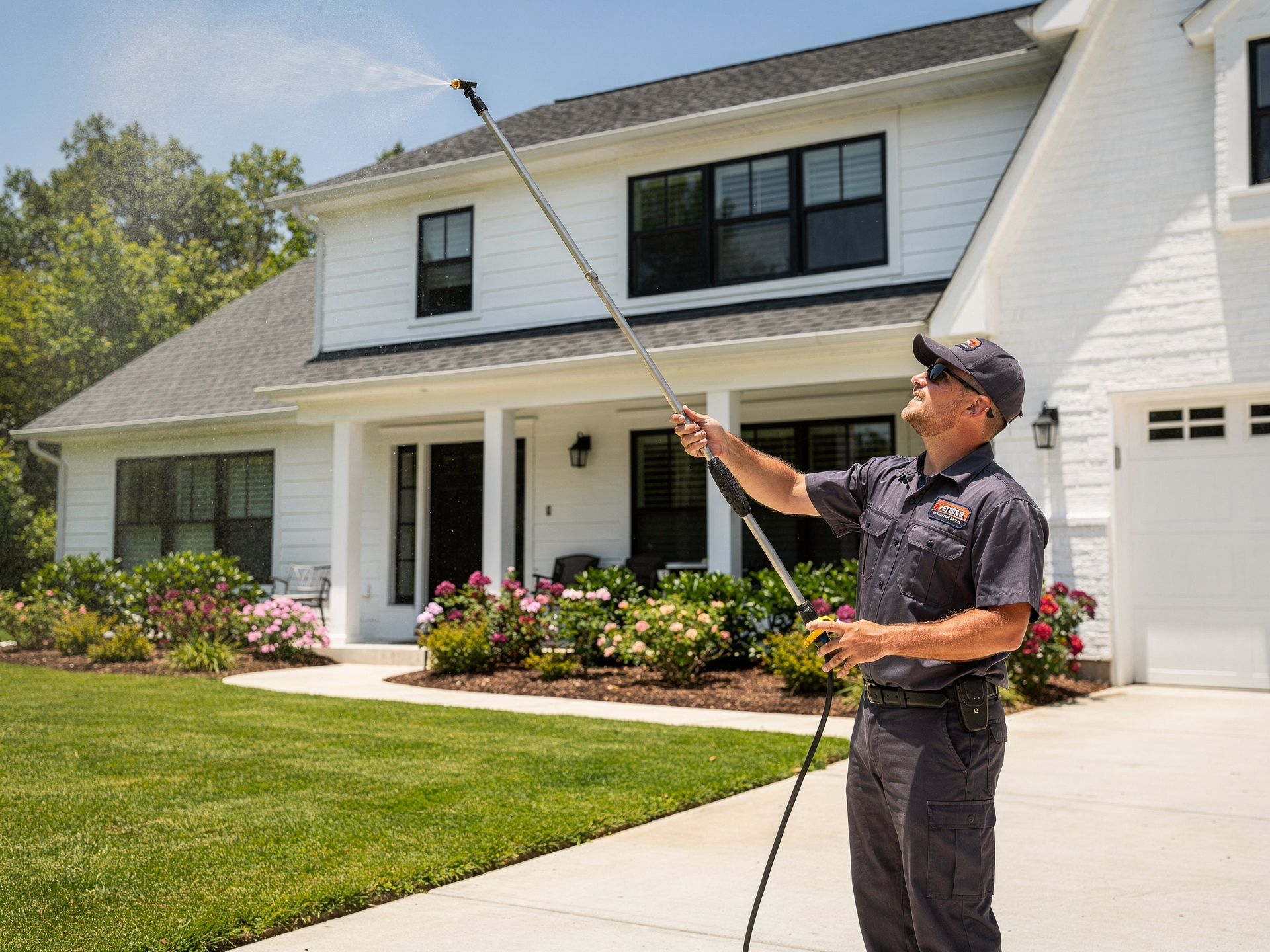 Hawx technician treating exterior eaves