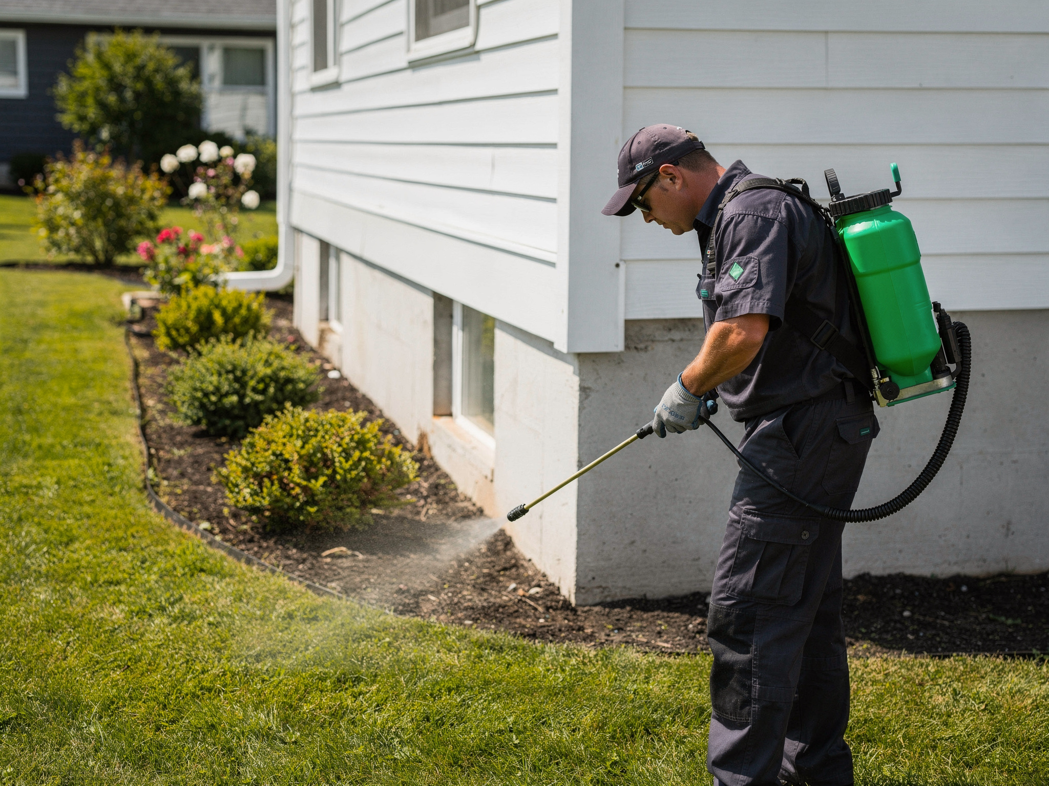 Hawx technician spraying foundation perimeter